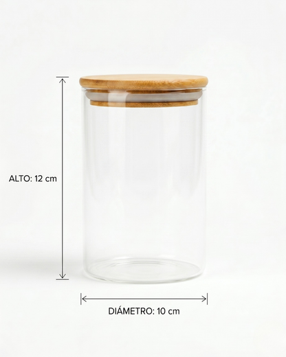 Tarro de vidrio tapa Bambú